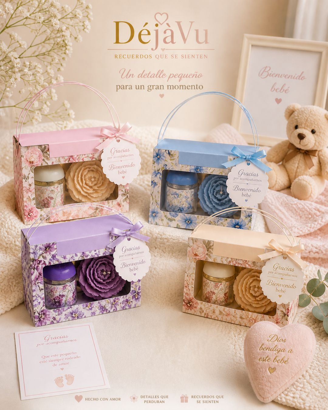 Bolsitas Regalo Colección Vero Personalizables | Gel Básico + Vela, Chocolate o Mazapán DéjàVu