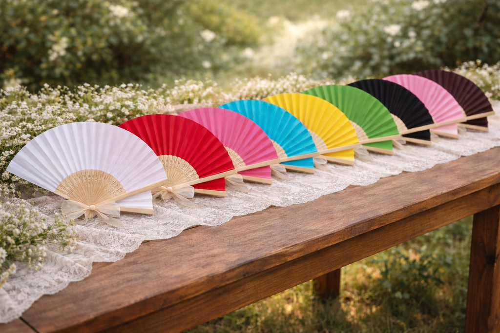 Abanicos de Colores con Base de Madera Personalizados | Recuerdos para Eventos DéjàVu