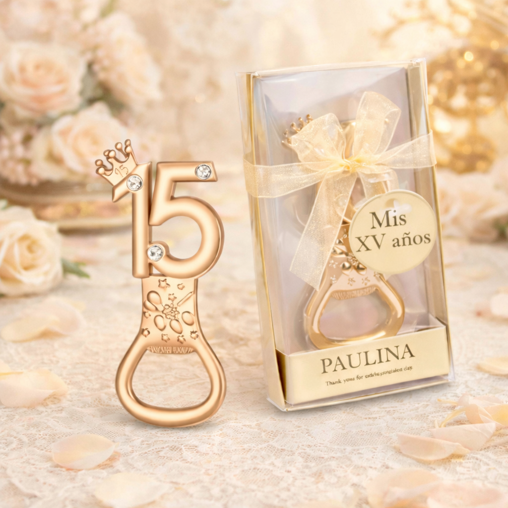 Destapador XV Años Personalizado – Recuerdo Elegante para Eventos