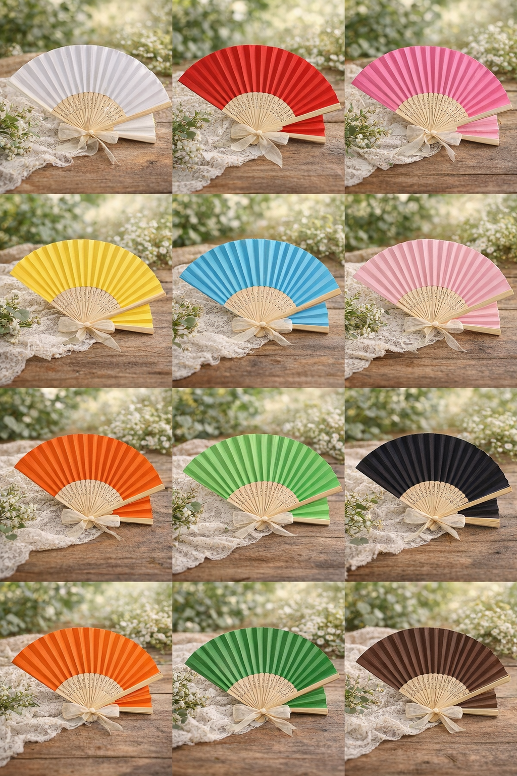 Abanicos de Colores con Base de Madera Personalizados | Recuerdos para Eventos DéjàVu