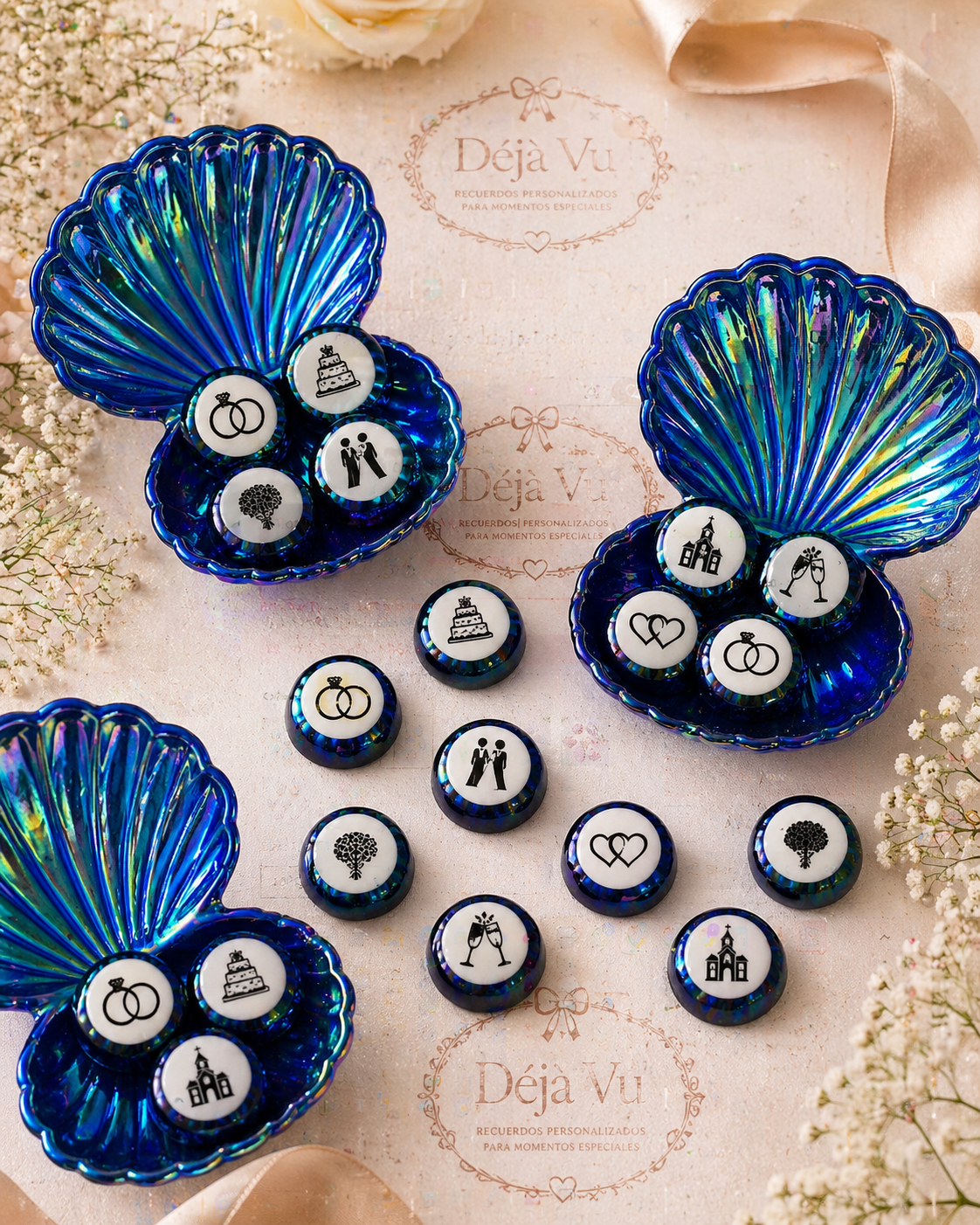 Caramelos Personalizados en Cajita Concha Marina | DéjàVu