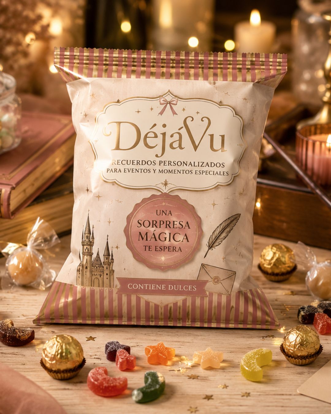 Chip Bag Harry Potter Dulce Sorpresa | Recuerdos Mágicos con Kisses o Gomitas | DéjàVu