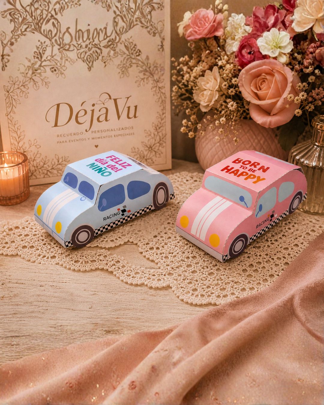 Dulceros Carrito Colección Vero Personalizados | Bites de Mazapán 120g | Recuerdos para Eventos DéjàVu