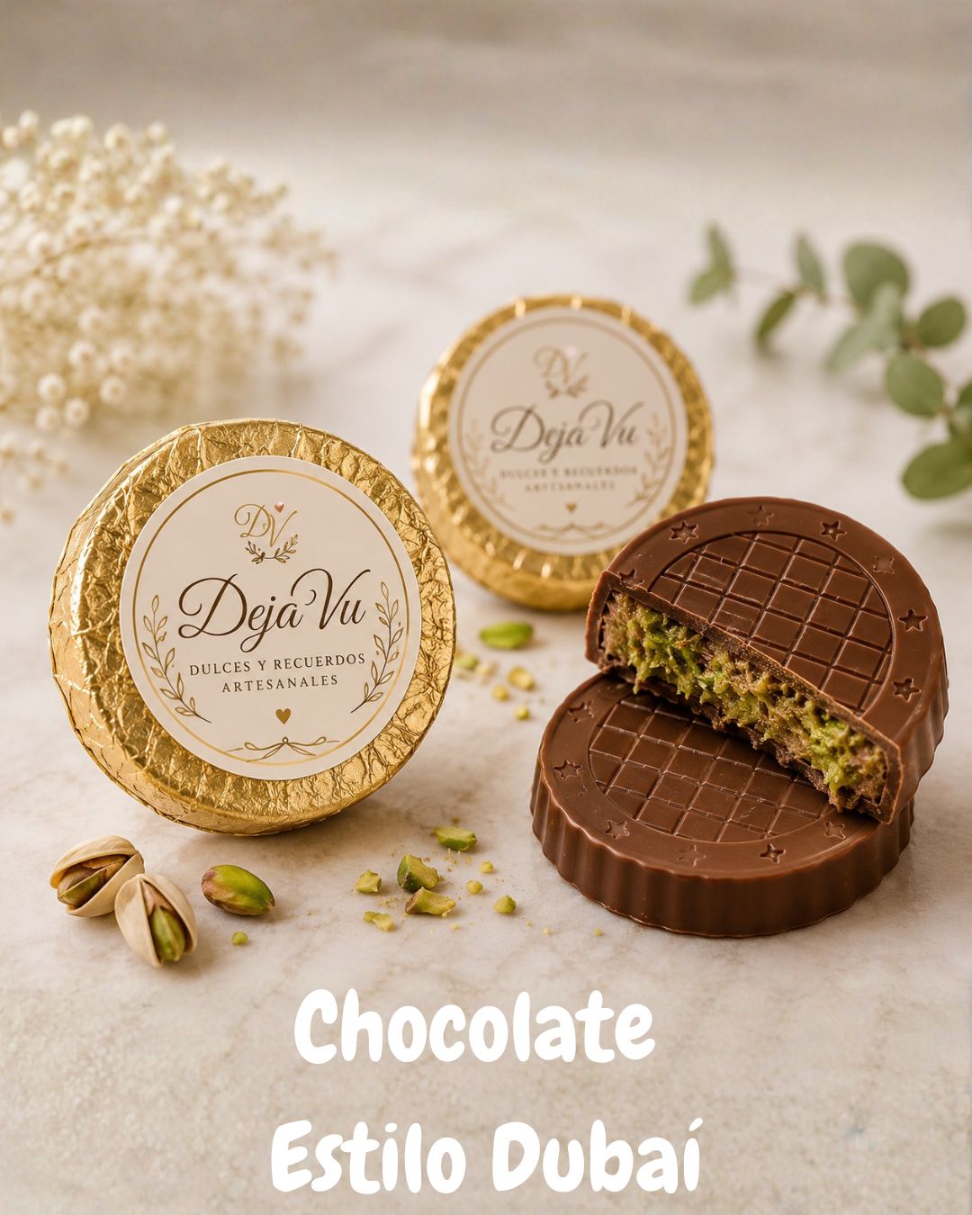 Chocolate estilo Dubai DéjàVu – Caja con 18 piezas rellenas premium para eventos y regalos