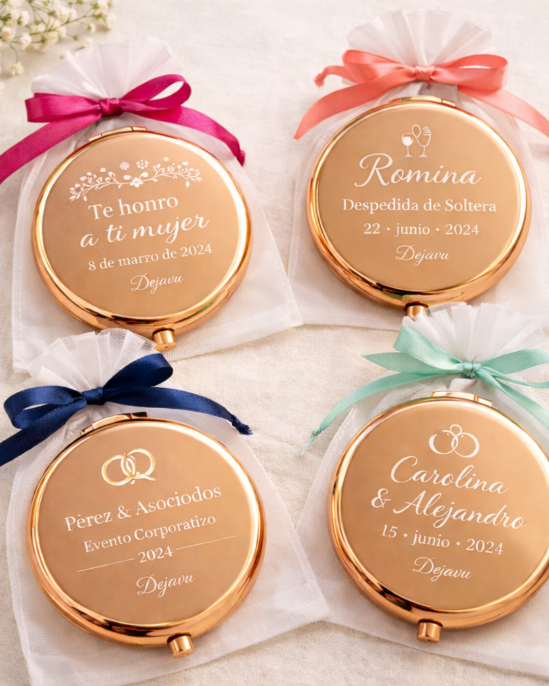 Espejo Compacto Personalizado para Eventos | Grabado Láser DéjàVu